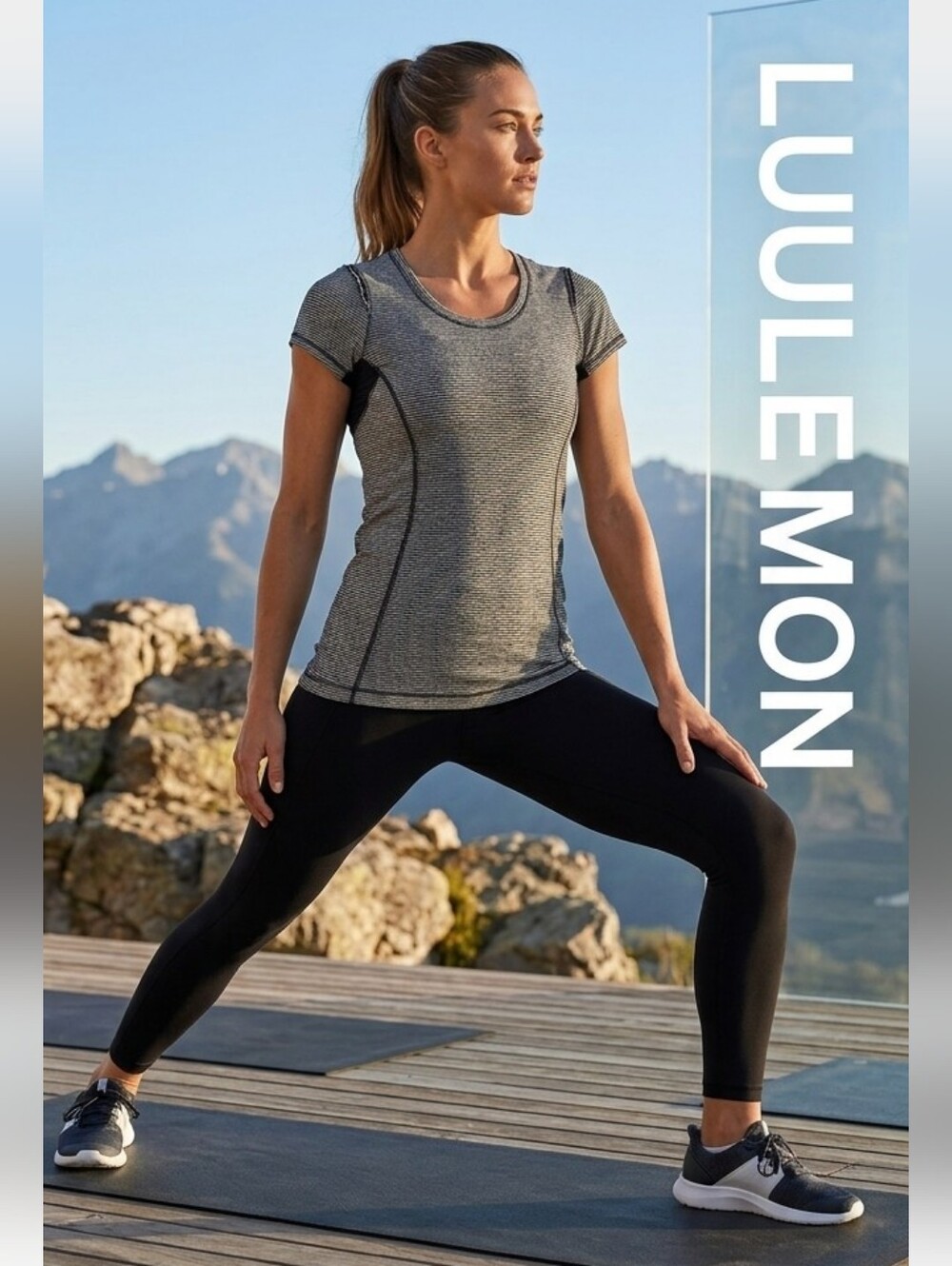Vintage 🍋lululemon athletica Gray Top with Black Ribbed Back Panel From 2012